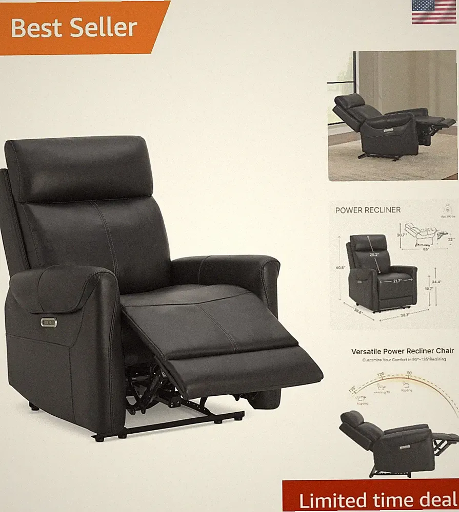 Space-Saving Ergonomic Leather Recliner Sofa with USB Ports – 350lbs Capacity